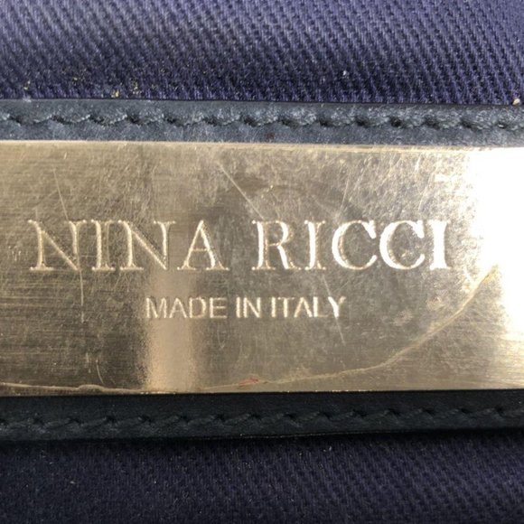 Nina Ricci Womens Sac Hobo Shoulder Handbag Navy Leather Vintage Detail Italy - Picture 6 of 7